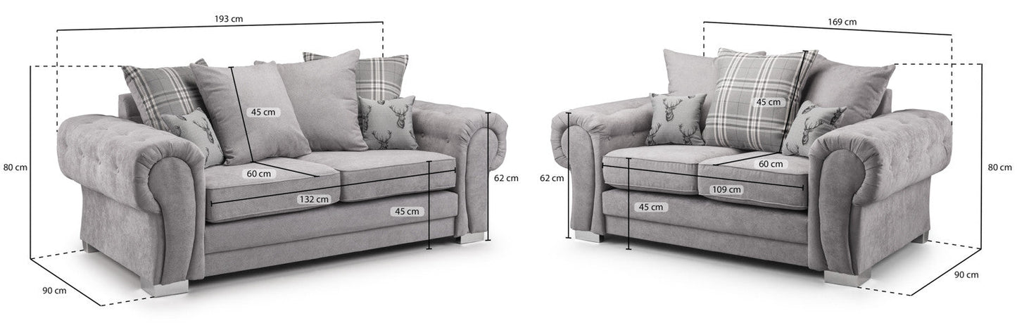 Verona Scatterback Black/Grey 3+2 Sofa Set