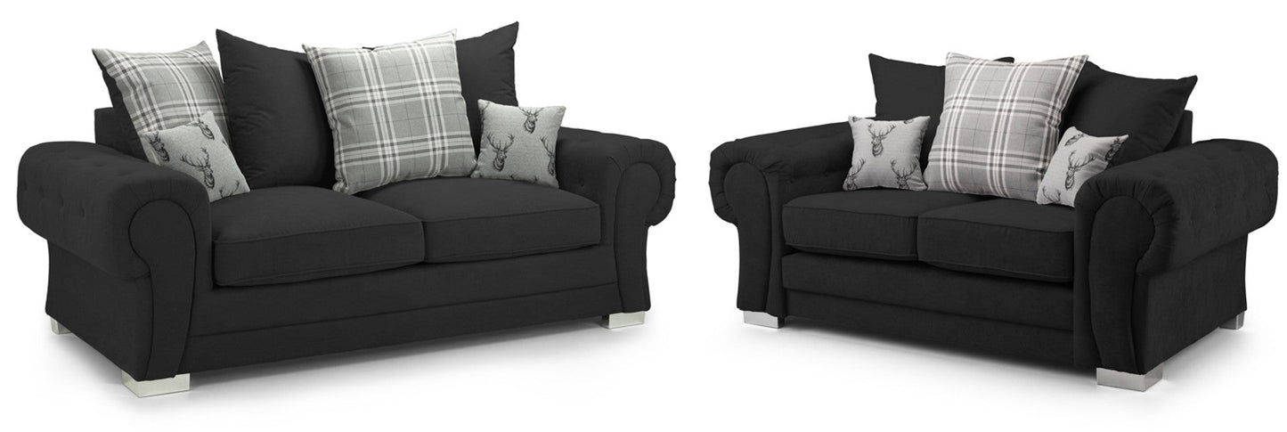 Verona Scatterback Black/Grey 3+2 Sofa Set